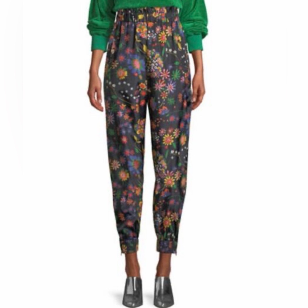 Tibi Floral Paperbag Waist Pants Size Small